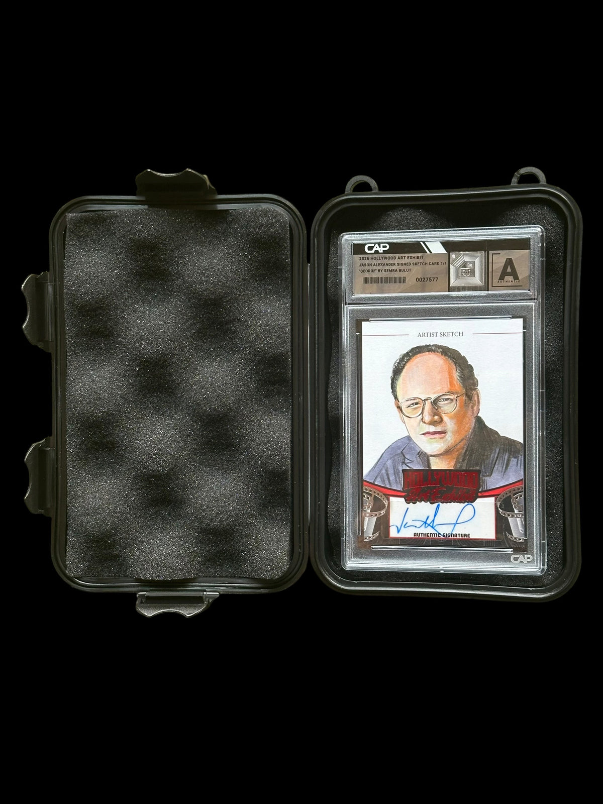 2026 Hollywood Art Exhibit GEORGE Jason Alexander Autograph Sketch Card 1/1 - Art by Semra Bulut
