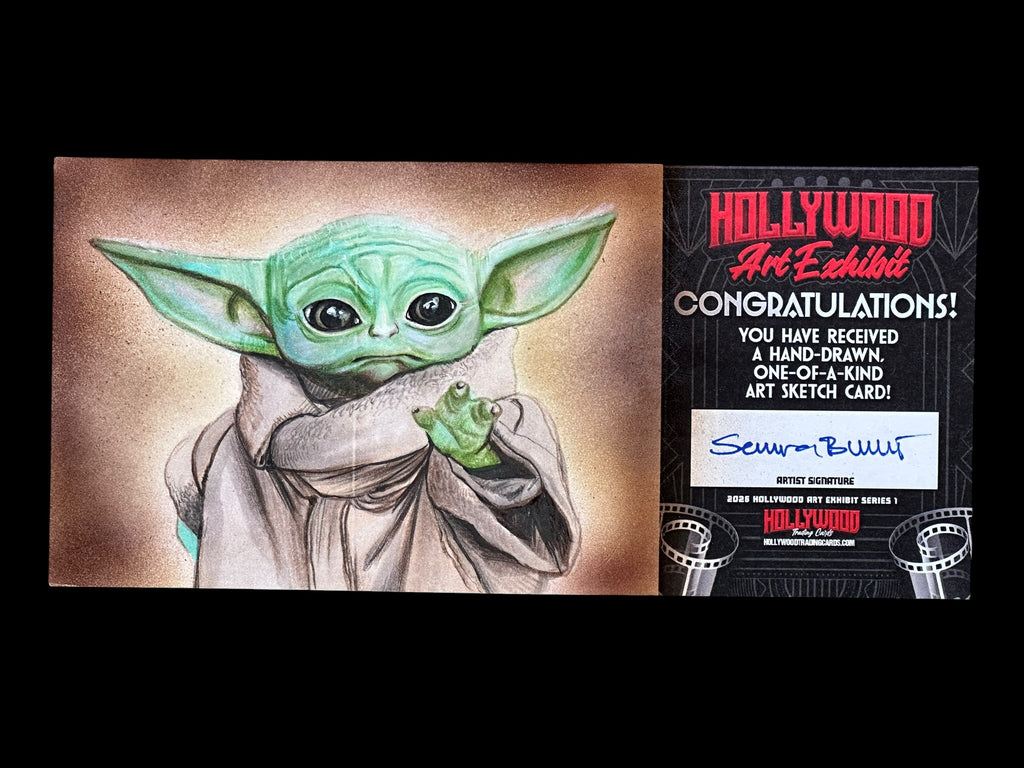 2026 Hollywood Art Exhibit Yoda in Vehicle The Child Panel Sketch Card 1/1 - Art by Semra Bulut