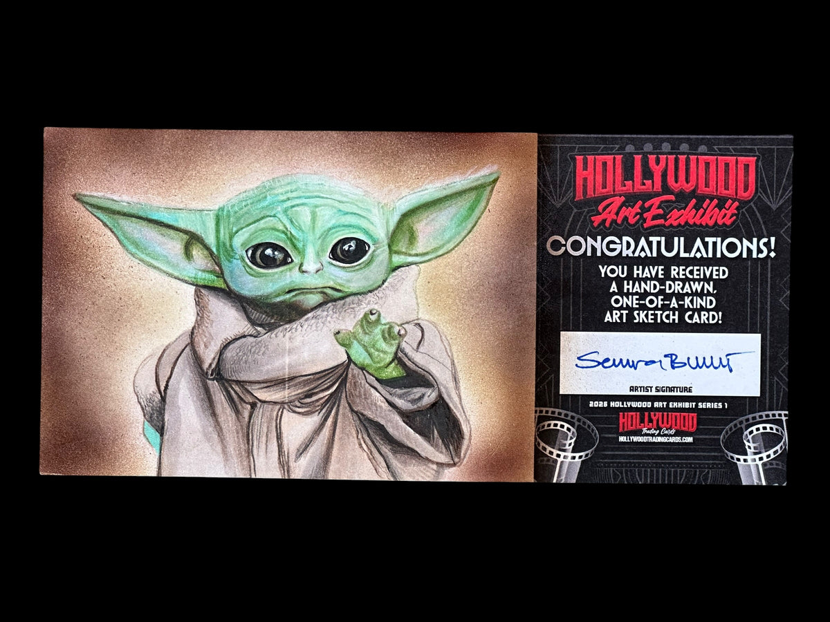 2026 Hollywood Art Exhibit Yoda in Vehicle The Child Panel Sketch Card 1/1 - Art by Semra Bulut